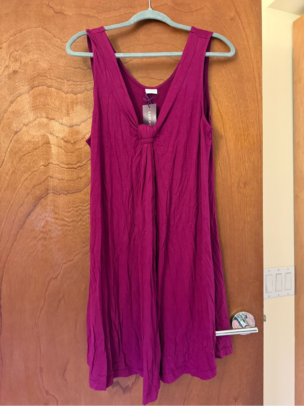 Lark & Ro Fuchsia Knot-Front Sleeveless Tank